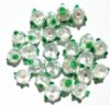 25 7mm Green & White Bumpy Glass Beads
